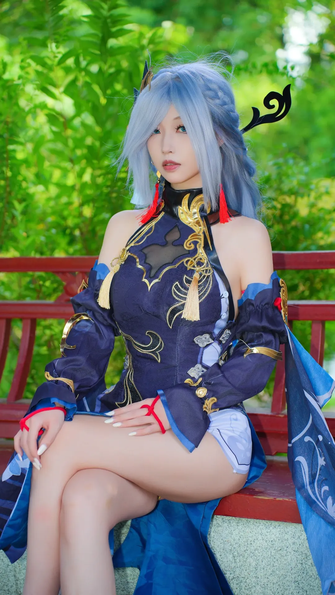 原神, 旗袍cos, 申鹤cos, 夏日外拍, 闪光灯摄影 - 第4张