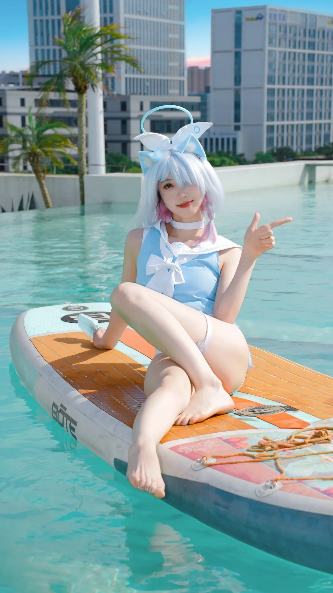 二次元摄影, 蔚蓝档案, 夏日穿搭, 泳池派对, 阿罗娜cos - 第2张