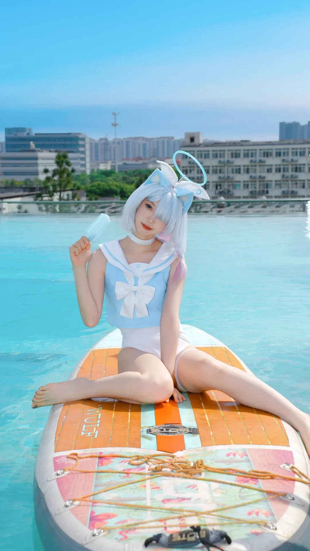 二次元摄影, 蔚蓝档案, 夏日穿搭, 泳池派对, 阿罗娜cos