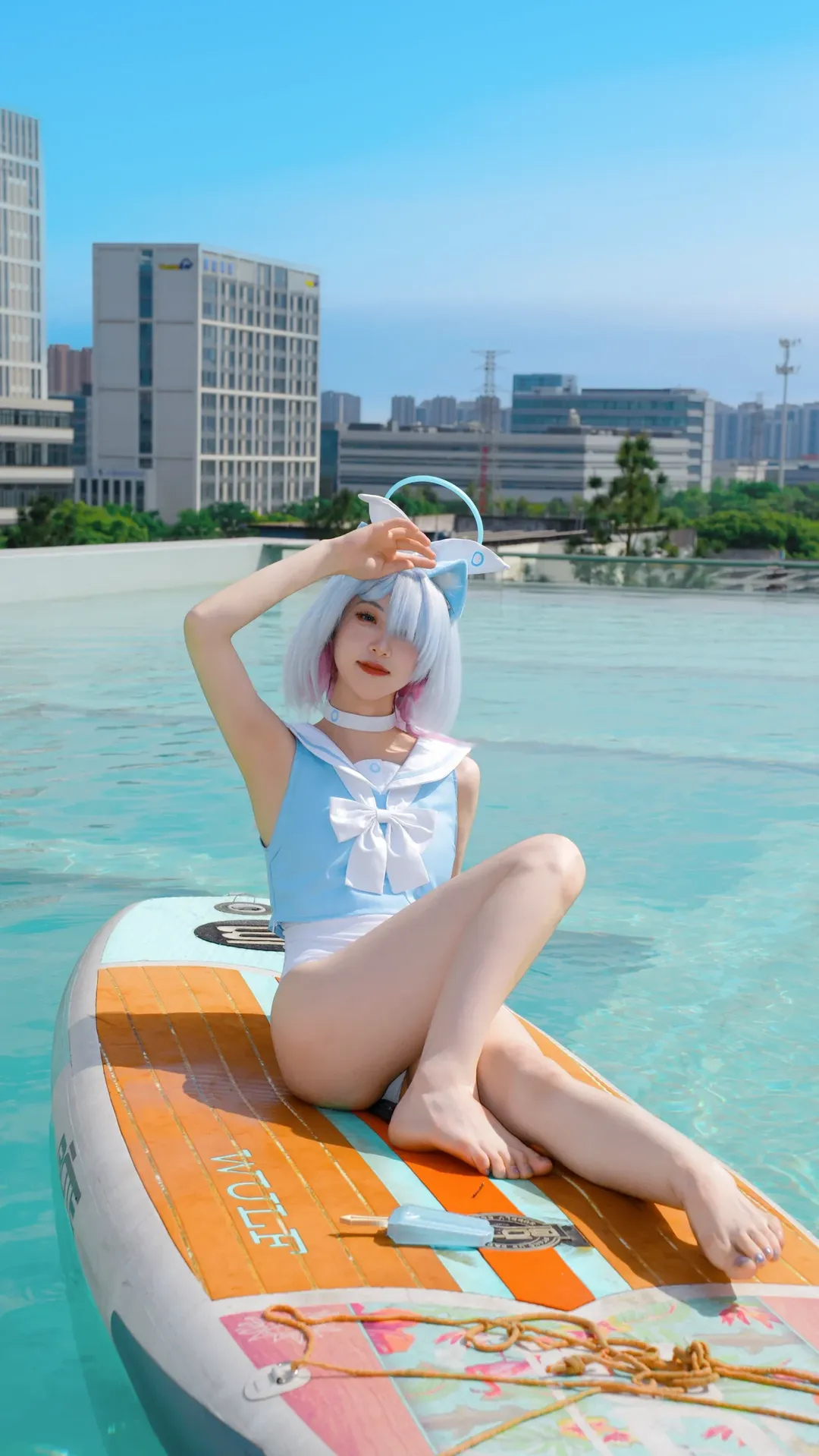 二次元摄影, 蔚蓝档案, 夏日穿搭, 泳池派对, 阿罗娜cos - 第6张