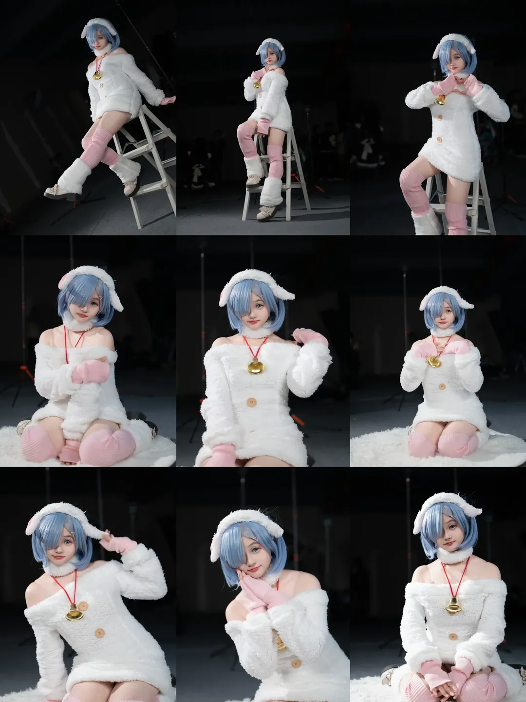 动作参考, cosplay场照, 雷姆cos, re0从零开始的异世界生活, 过膝袜搭配 - 第1张