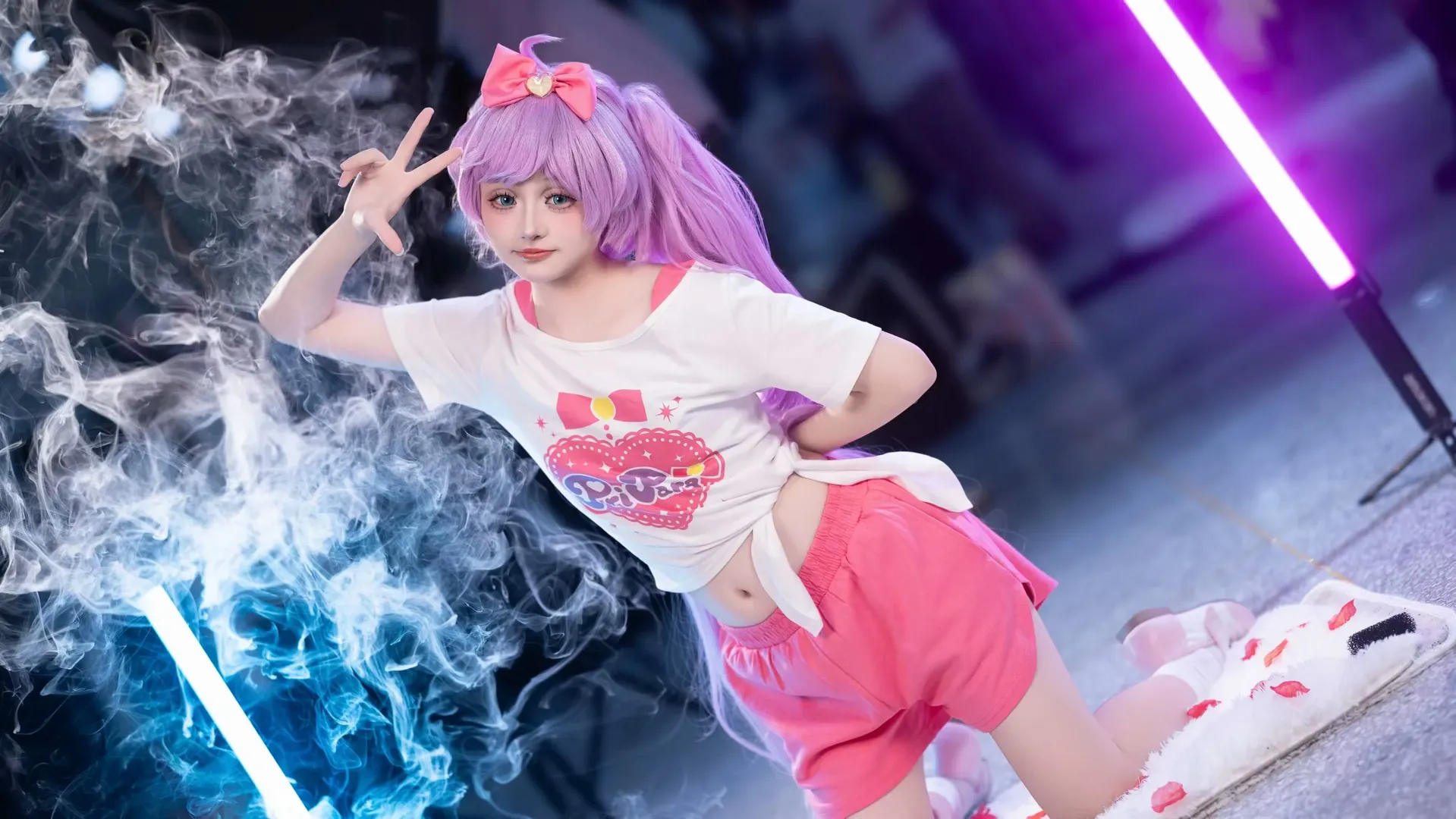 漫展场照, cosplay动作参考, 美妙天堂, 真中啦啦cos, 小偶像训练服 - 第3张