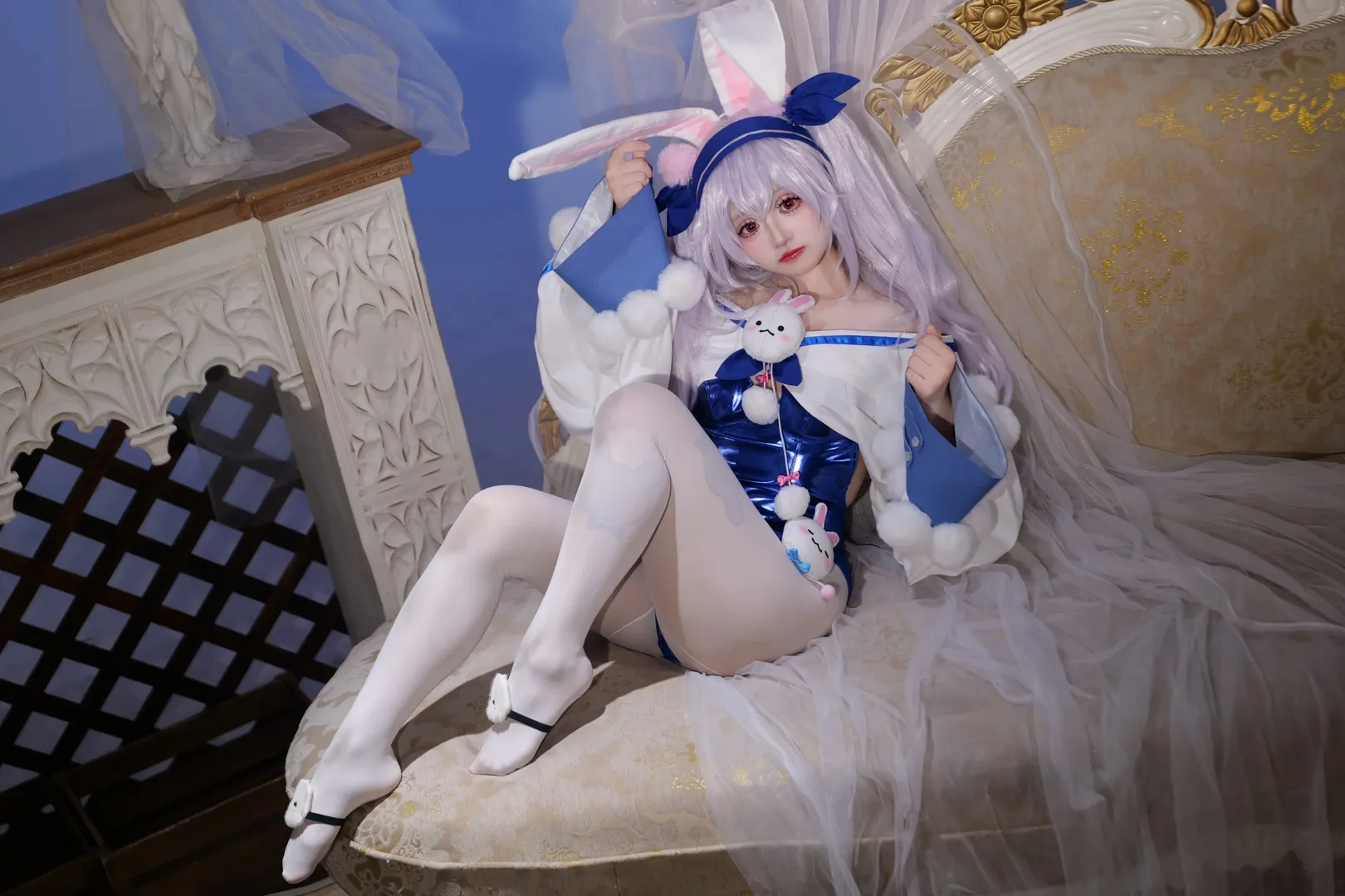 碧蓝航线, 拉菲cos, cosplay摄影, 兔女郎穿搭, 白丝连裤袜 - 第1张