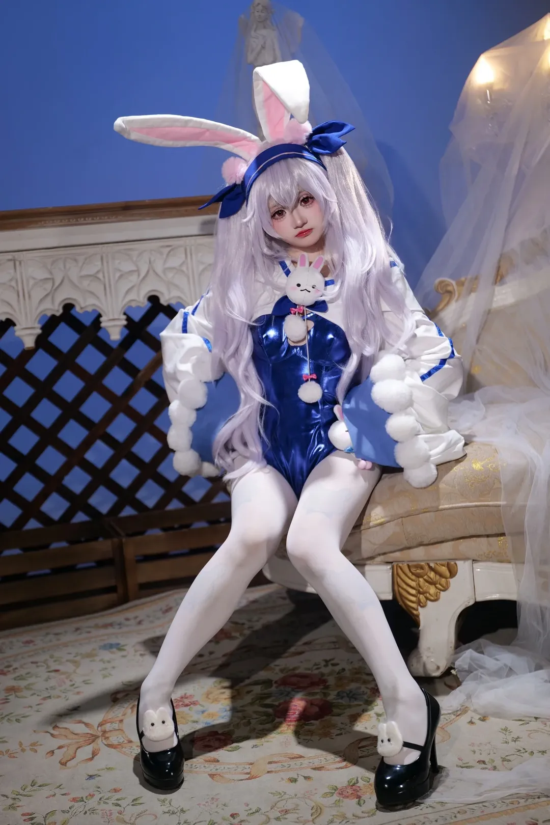碧蓝航线, 拉菲cos, cosplay摄影, 兔女郎穿搭, 白丝连裤袜