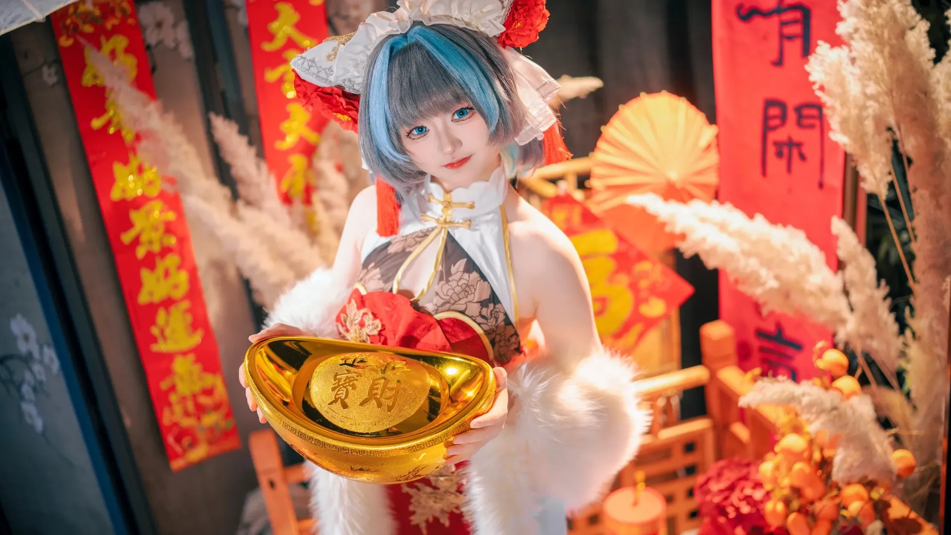 cosplay, 柴郡cos, 碧蓝航线, 白丝, 新春旗袍 - 第3张