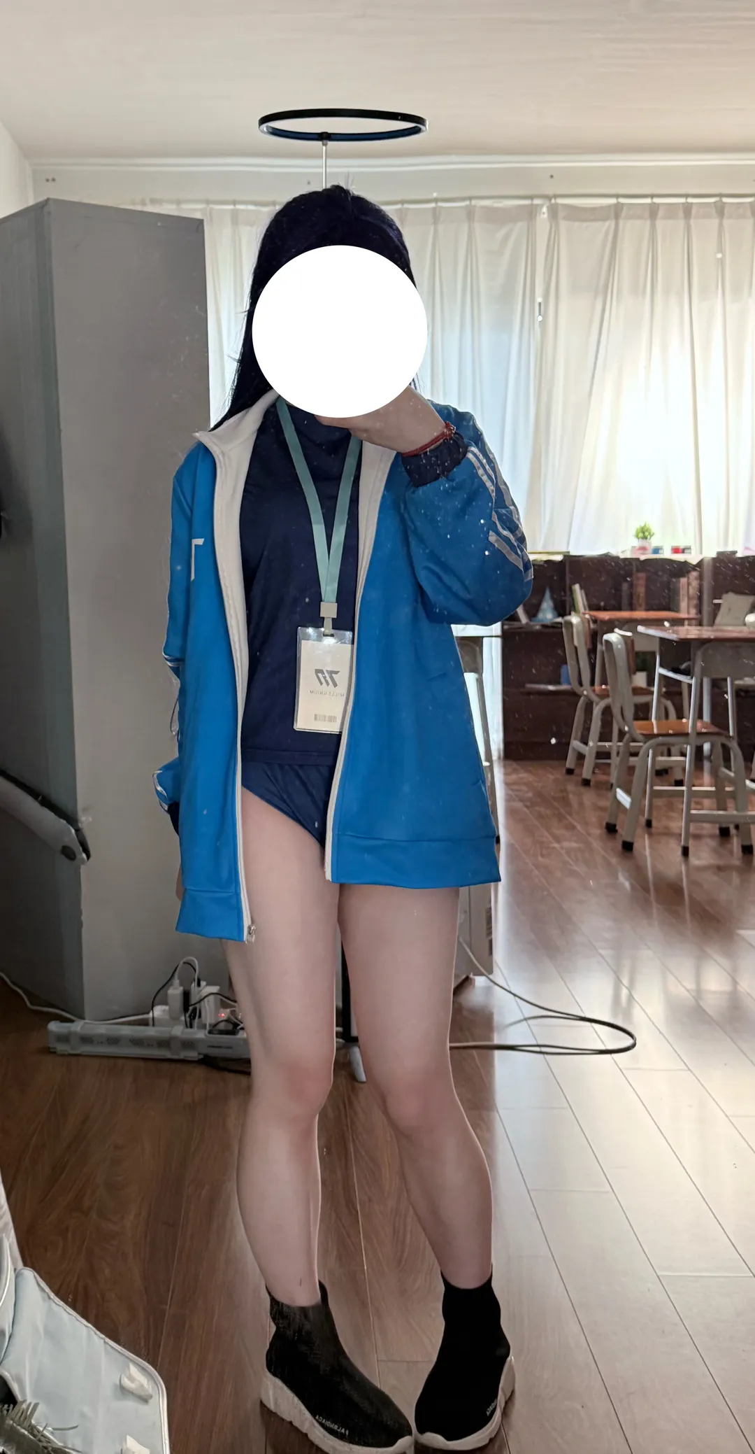 蔚蓝档案, 运动风cosplay, 早濑优香cos, 体操服, 蓝色运动外套 - 第1张