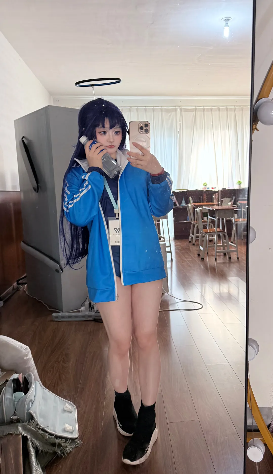 蔚蓝档案, 运动风cosplay, 早濑优香cos, 体操服, 蓝色运动外套 - 第3张