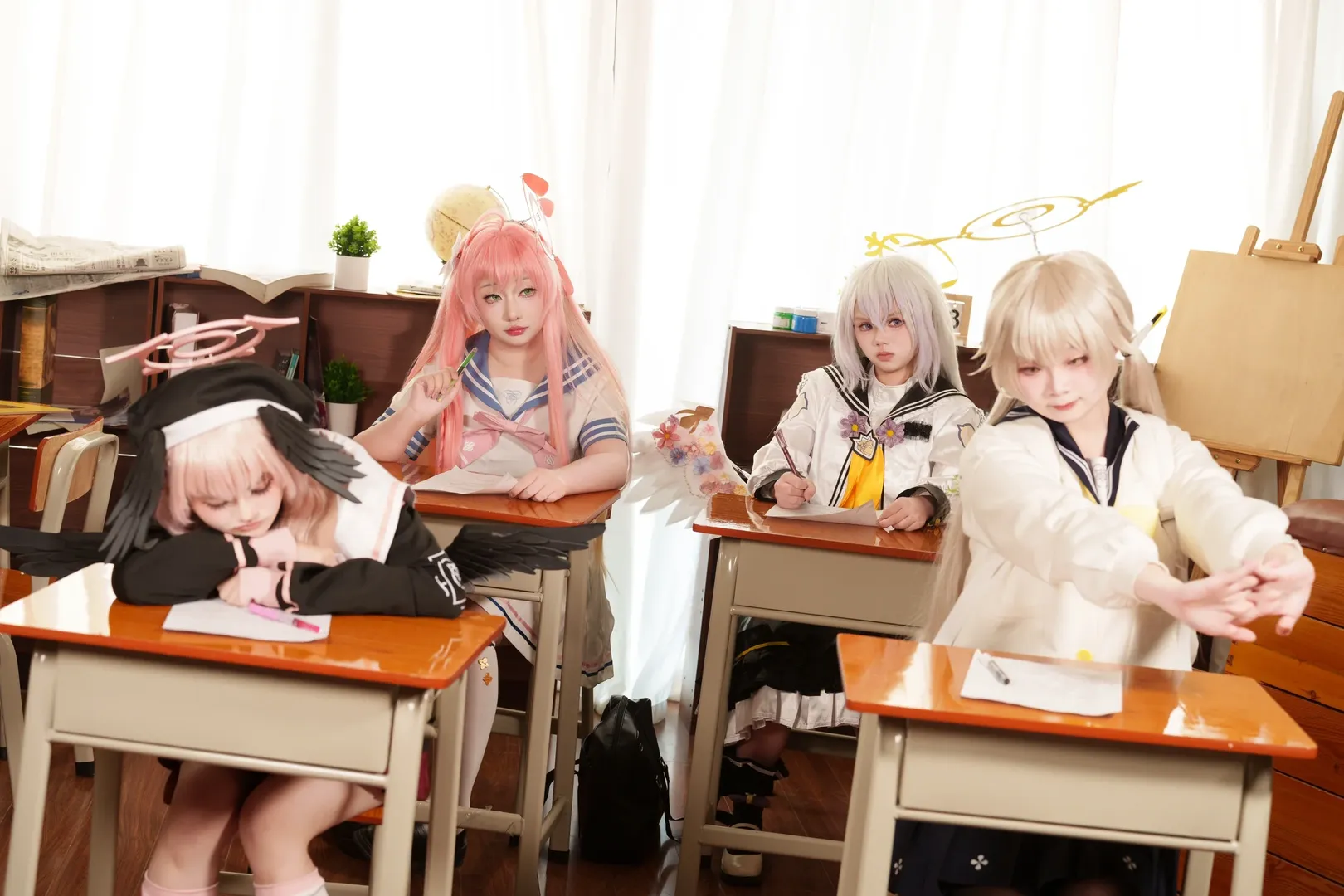 碧蓝档案, 蔚蓝档案cosplay, 黑丝cosplay, 补习部日常, 教室主题cos - 第1张