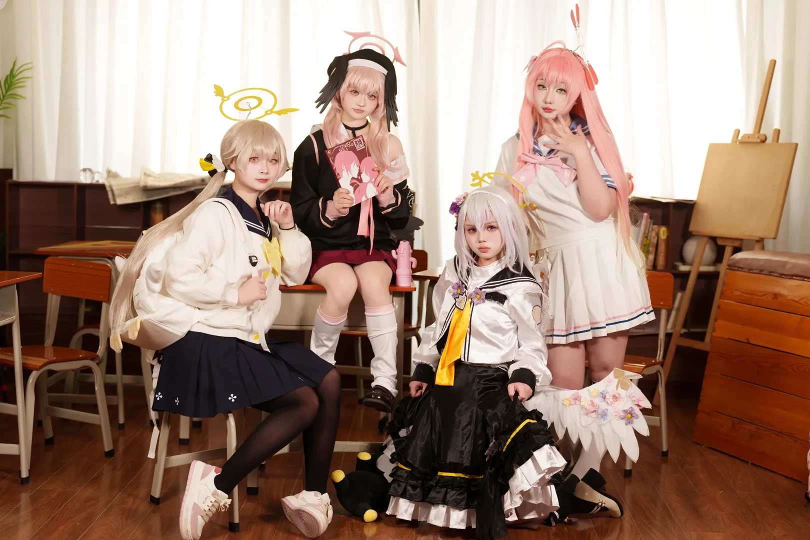 碧蓝档案, 蔚蓝档案cosplay, 黑丝cosplay, 补习部日常, 教室主题cos