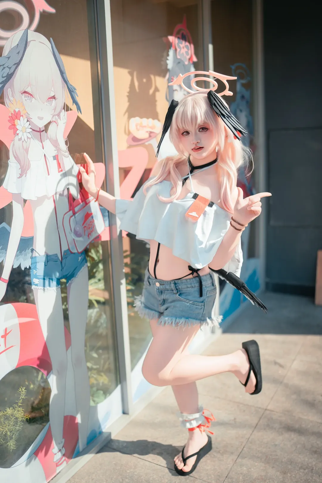蔚蓝档案, 夏日穿搭, 下江小春cos, cosplay摄影, 必胜客联动