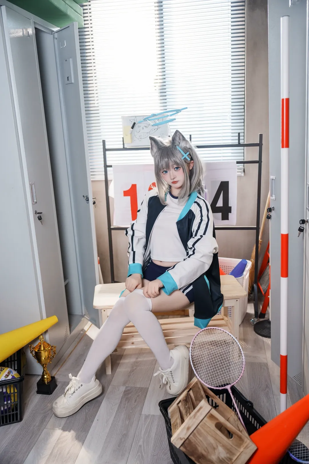 cosplay, 碧蓝档案, 白丝, 砂狼白子cos, 体操服 - 第2张