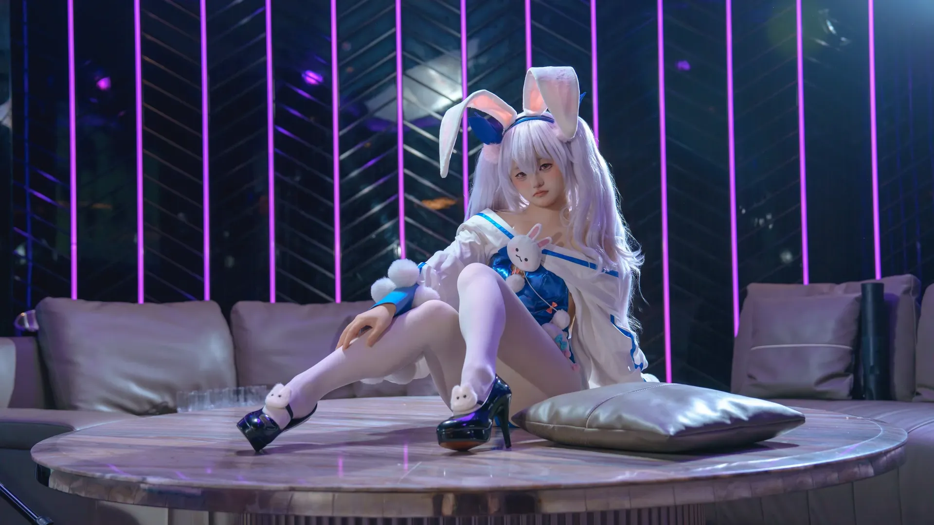 cosplay, 碧蓝航线, 拉菲cos, 兔女郎, 白丝