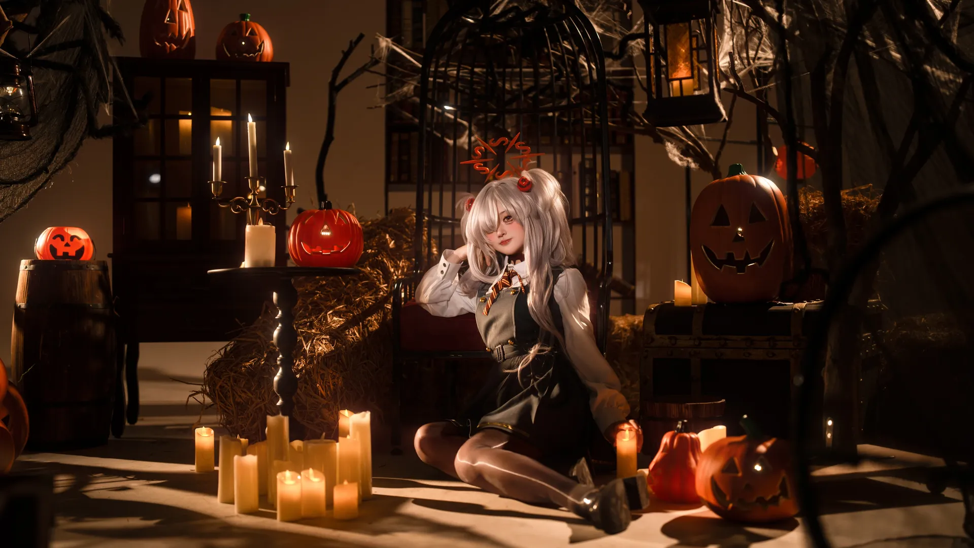cosplay, 蔚蓝档案, 黑丝, 板垣鹿江cos, 万圣节布景 - 第4张
