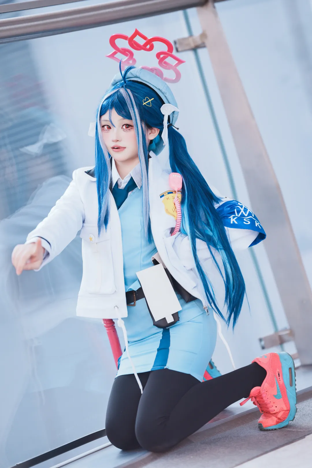 蔚蓝档案, 蓝色系cosplay, cp32漫展, 合欢垣吹雪cos, 黑色连裤袜cos