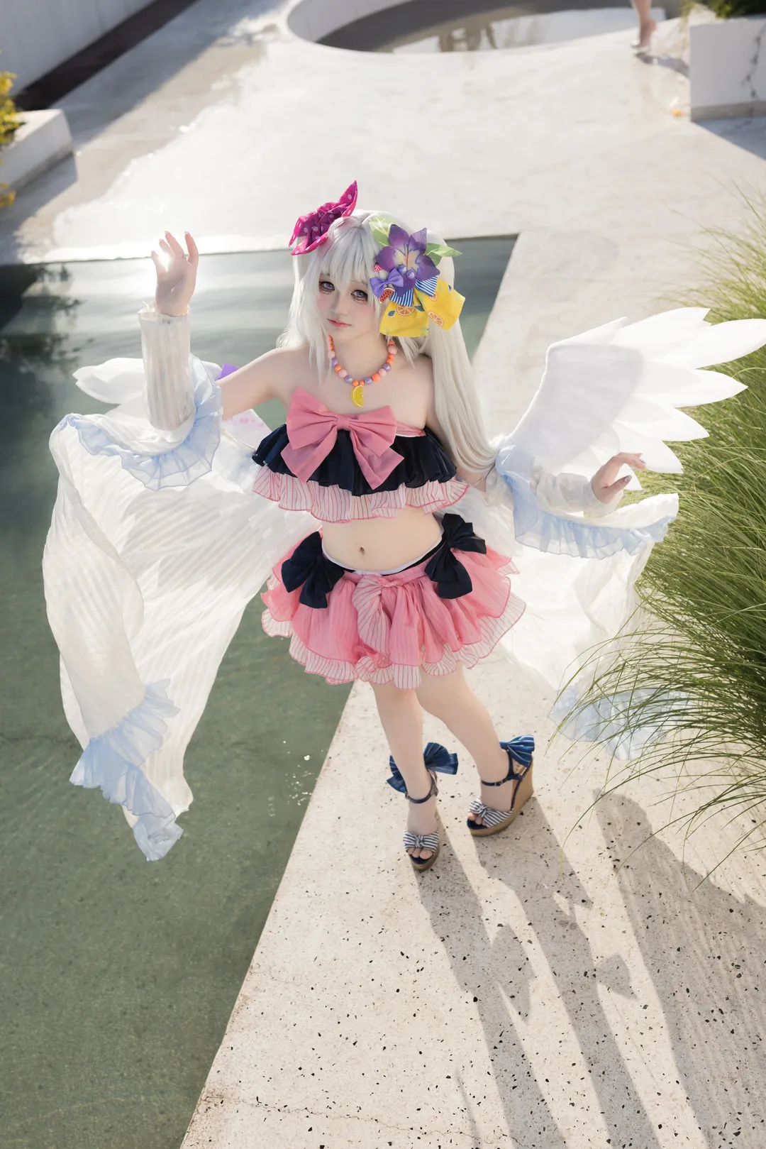 蔚蓝档案, 泳装cosplay, 白洲梓cos, 二次元外景, 白洲梓水着 - 第1张