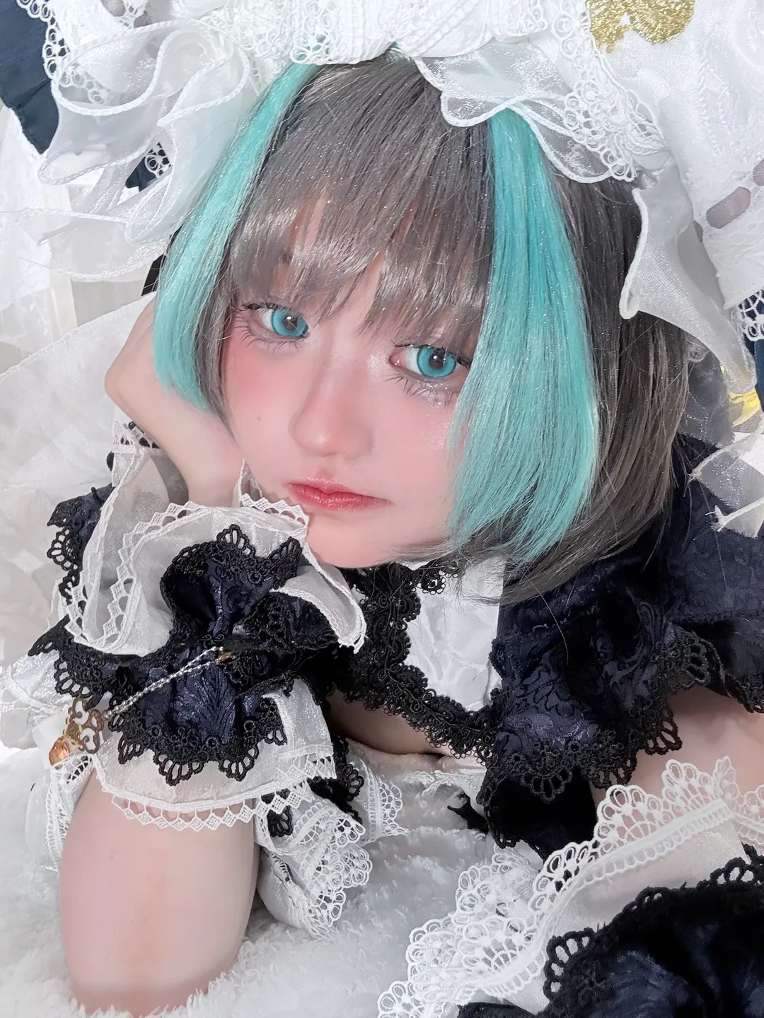 碧蓝航线, 二次元cosplay, 蕾丝洋装, 小柴郡cos, 蓝发美瞳 - 第2张