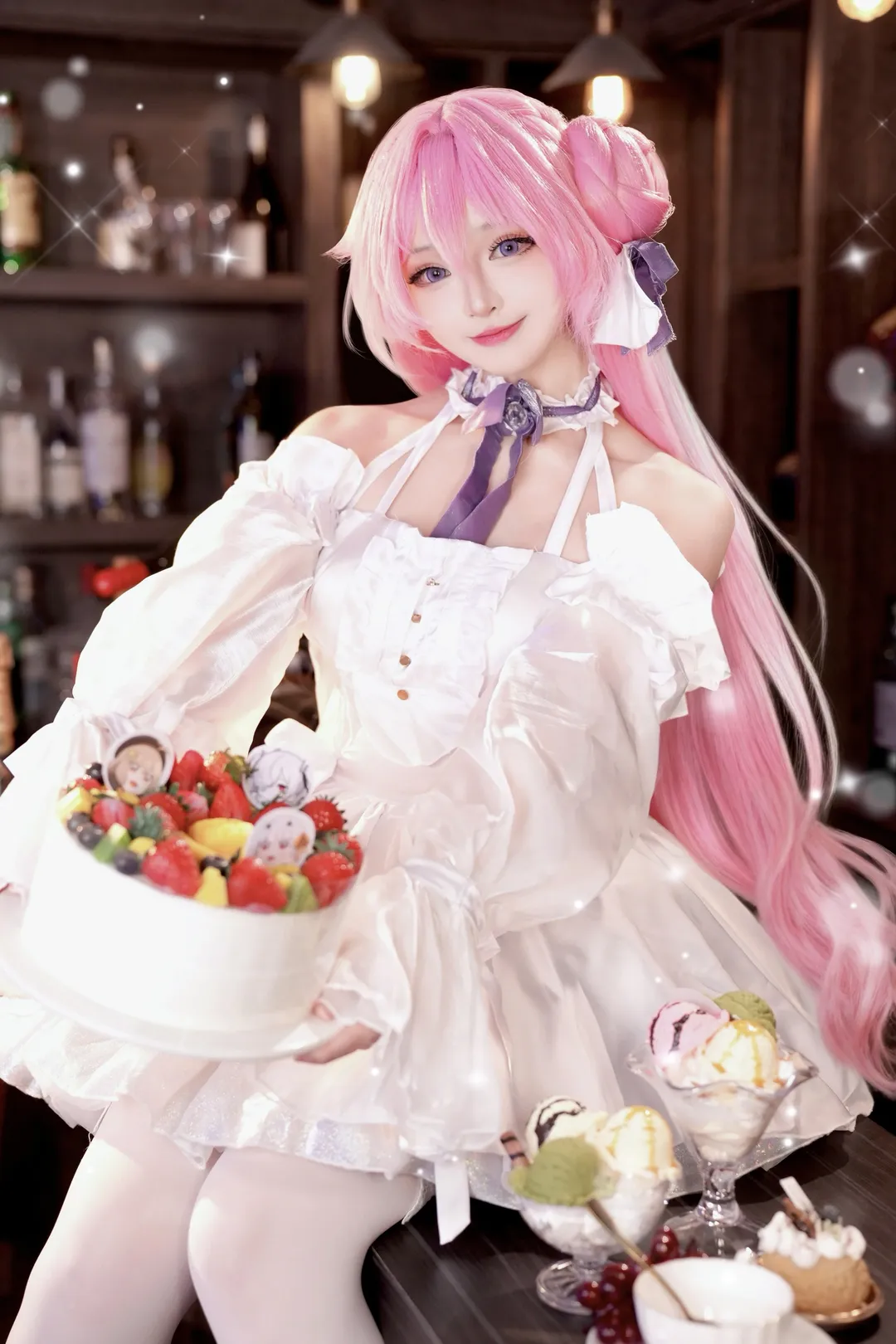 Cosplay photography, Dorothy cosplay, Goddess of Victory: Nikke, White tights cosplay, Dessert theme