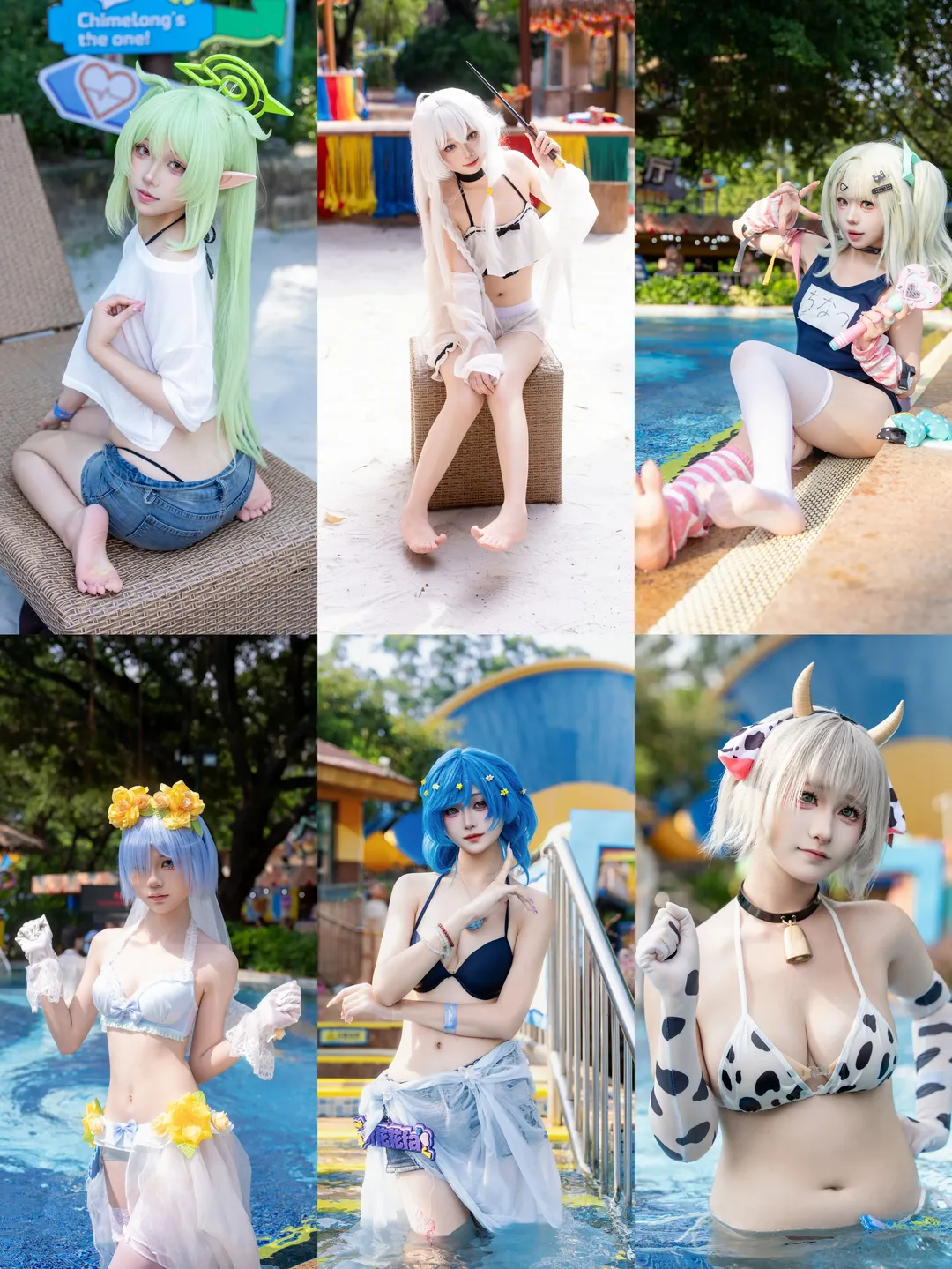 コスプレ, 二次元撮影, 長隆水上楽園, 白ニーソコーデ, 夏の水遊び - 1枚目