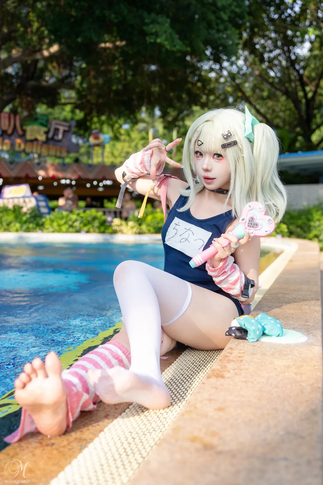 cosplay, 二次元摄影, 长隆水上乐园, 白丝穿搭, 夏日玩水