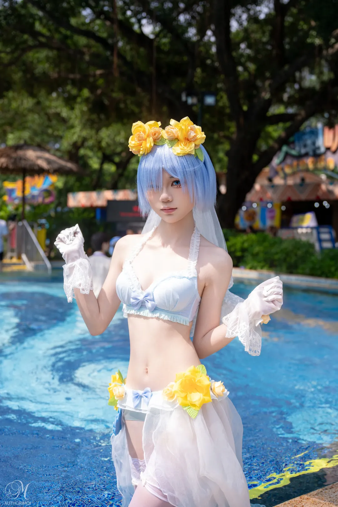 コスプレ, 二次元撮影, 長隆水上楽園, 白ニーソコーデ, 夏の水遊び - 5枚目