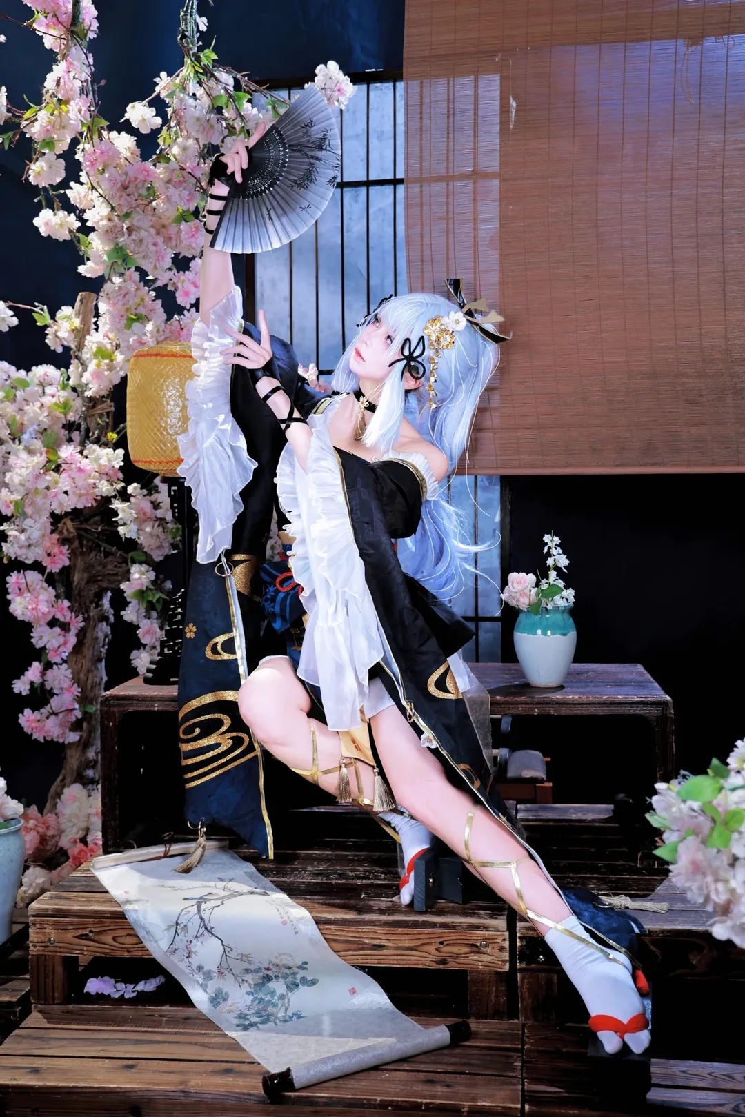 古風攝影, 二次元cosplay, 神裡綾華cos, 黑道千金, 摺扇