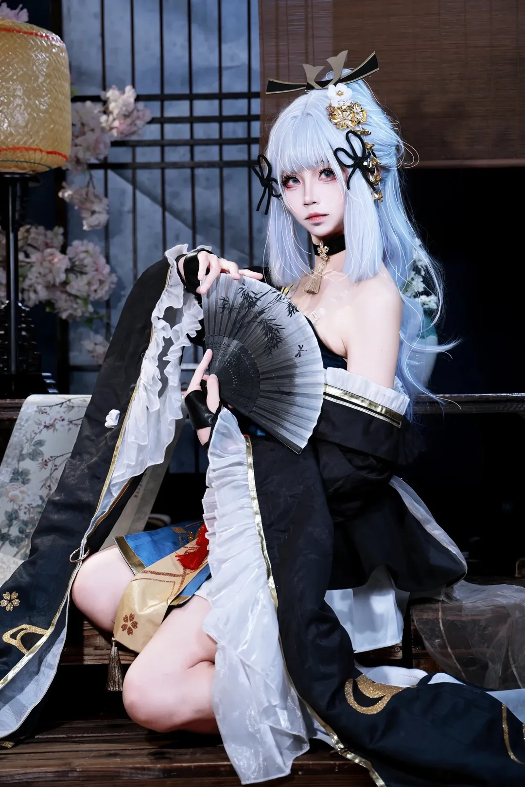 古风摄影, 二次元cosplay, 神里绫华cos, 黑道千金, 折扇 - 第2张
