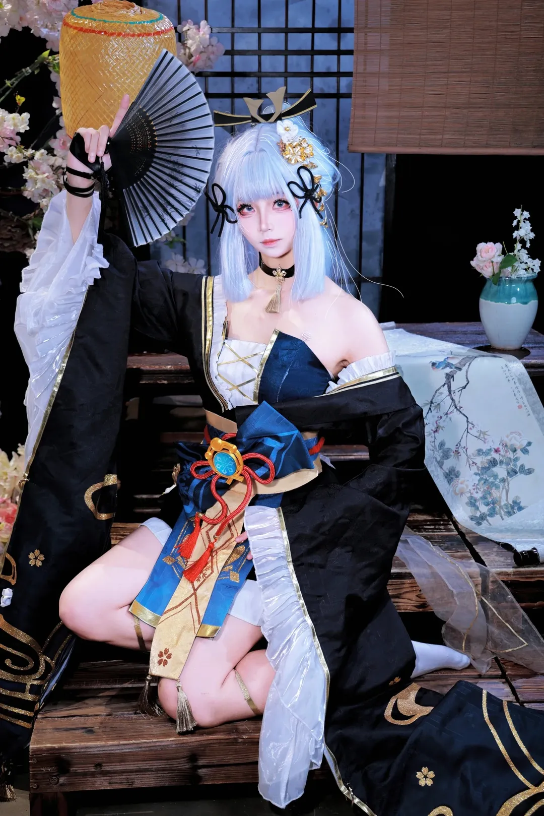 古风摄影, 二次元cosplay, 神里绫华cos, 黑道千金, 折扇 - 第3张
