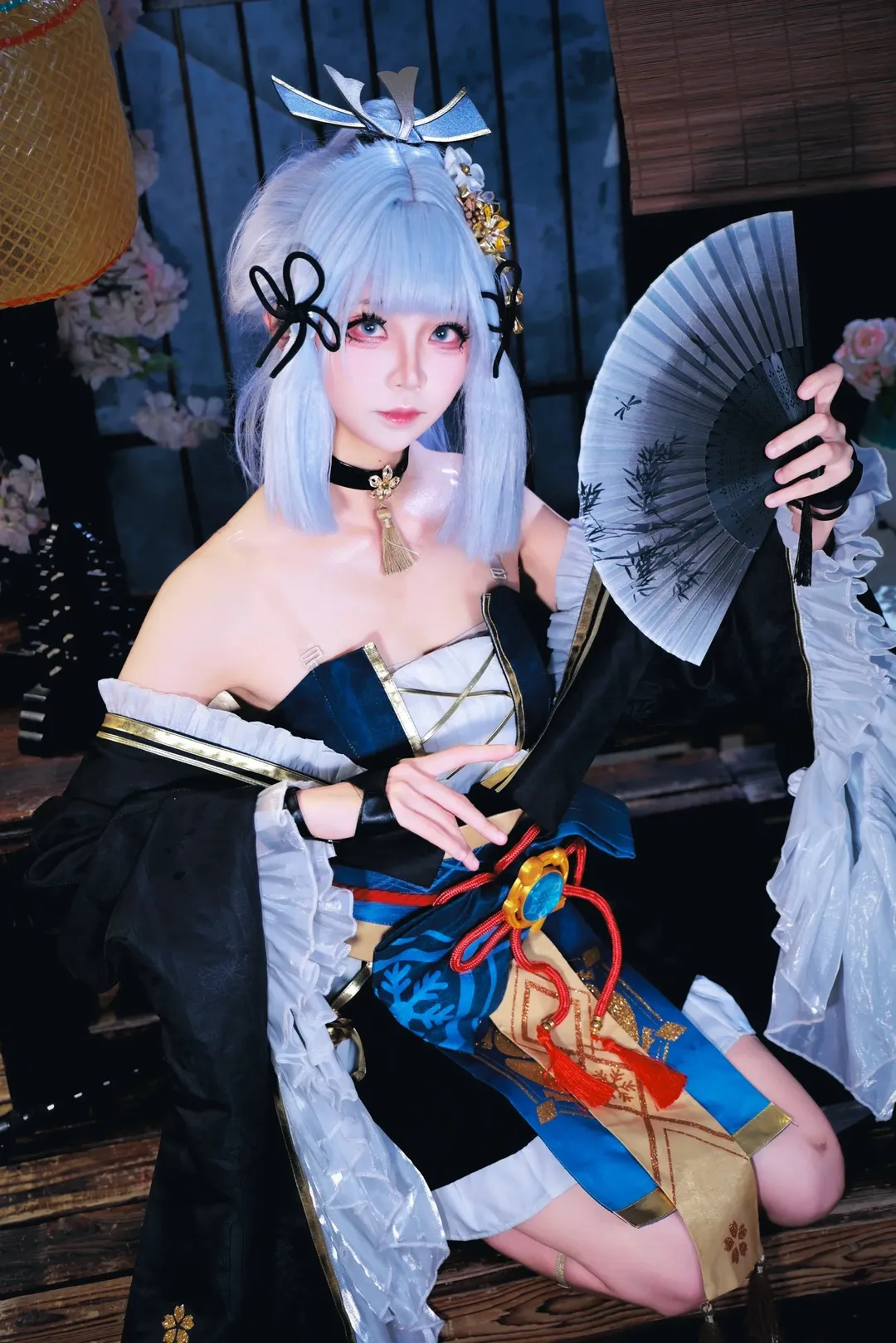 古风摄影, 二次元cosplay, 神里绫华cos, 黑道千金, 折扇 - 第4张