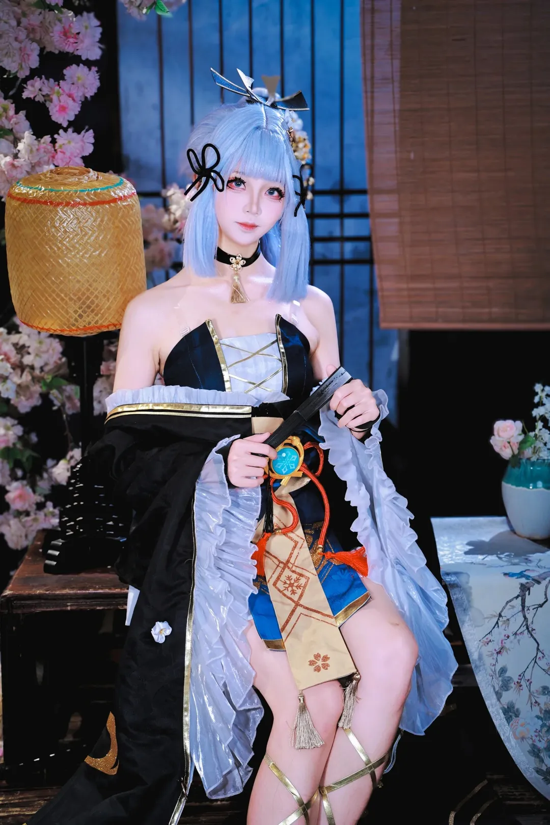 古风摄影, 二次元cosplay, 神里绫华cos, 黑道千金, 折扇 - 第5张
