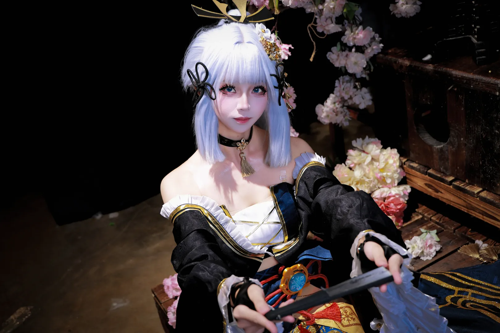 古风摄影, 二次元cosplay, 神里绫华cos, 黑道千金, 折扇 - 第6张