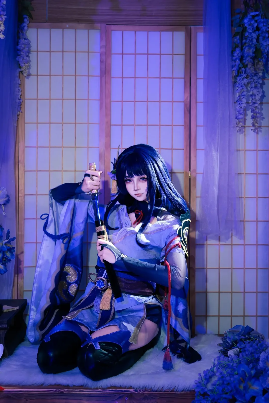 原神, 二次元コスプレ, 黒ストッキングコスプレ, 雷電将軍コスプレ, 和風 - 4枚目