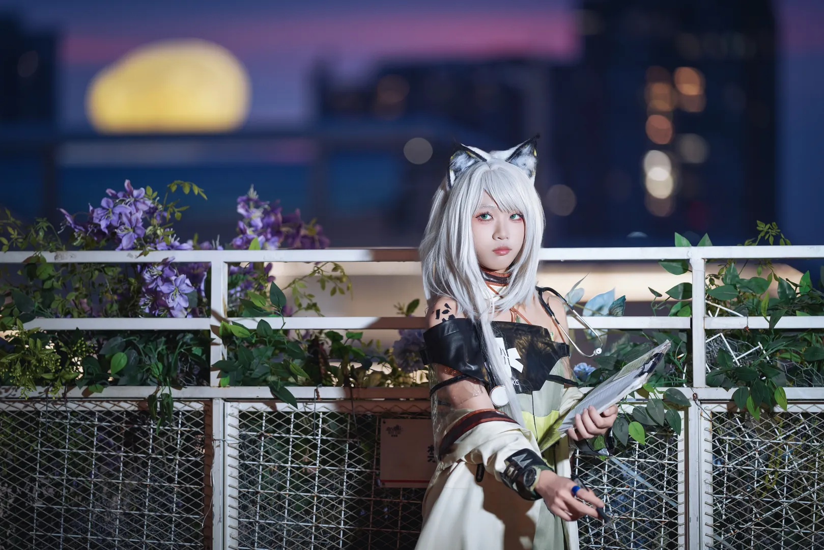 明日方舟, 天台摄影, 凯尔希cos, cosplay装扮, 晚霞氛围 - 第1张