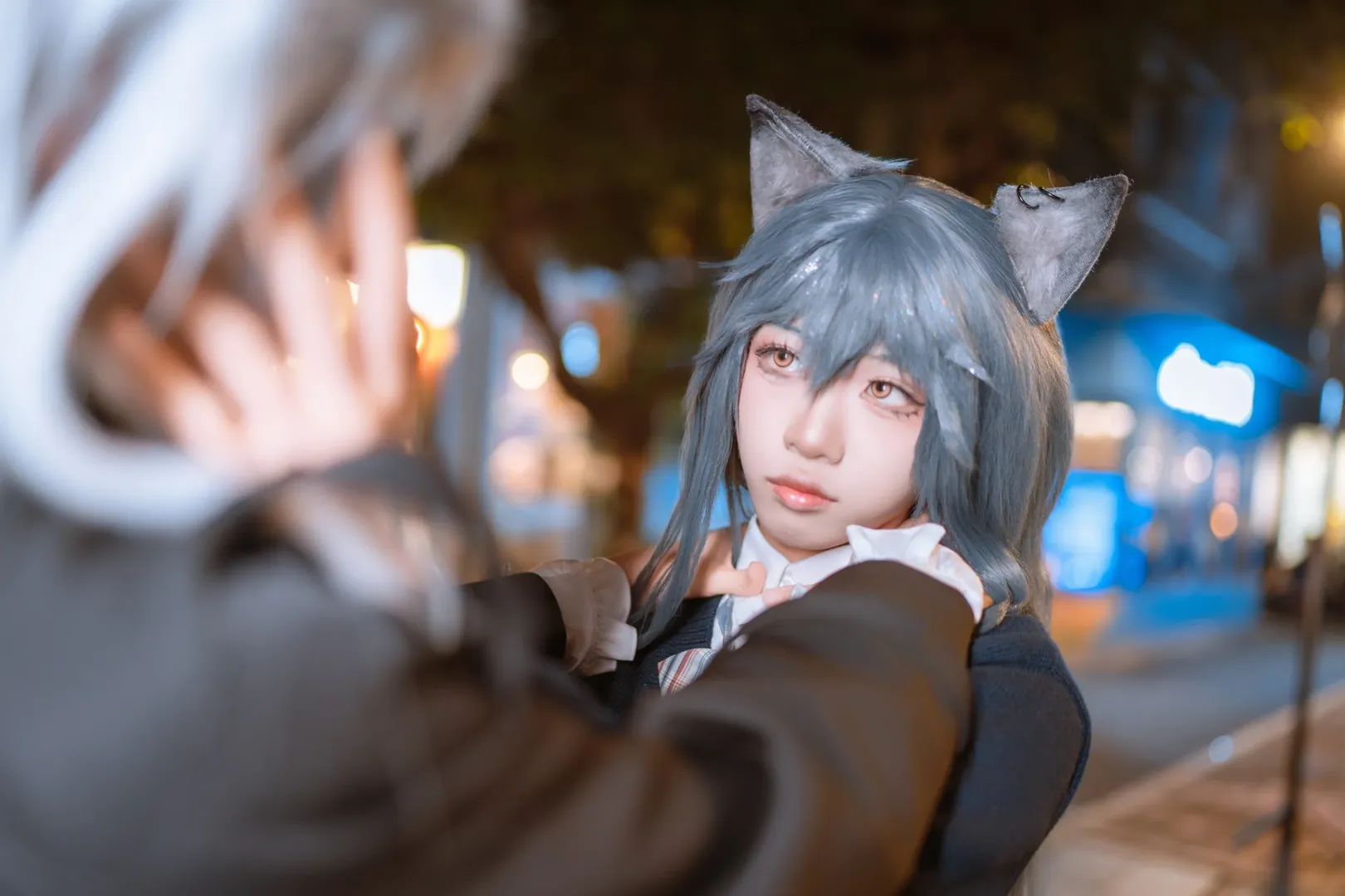明日方舟, 拉普兰德cos, 夜景人像, 德克萨斯cos, 双狼