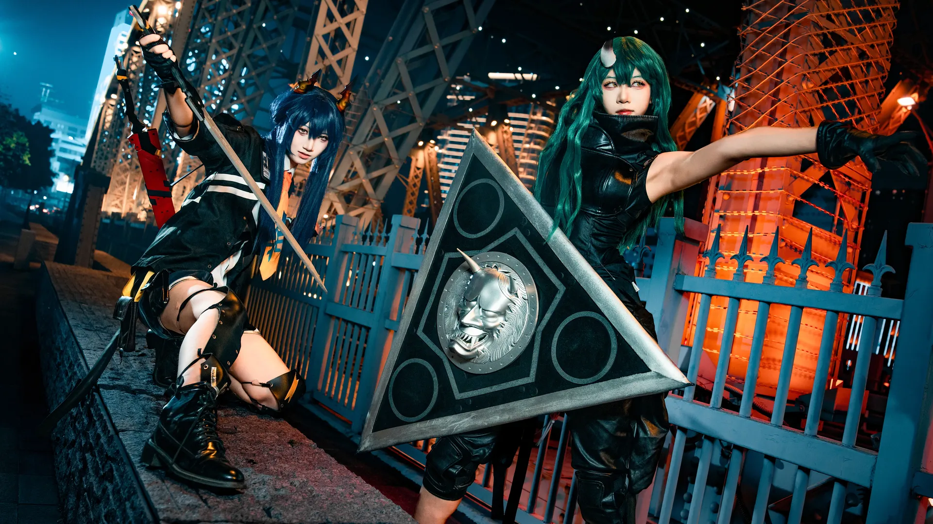 明日方舟, cosplay摄影, 夜景cos, 陈晖洁cos, 龙门近卫局