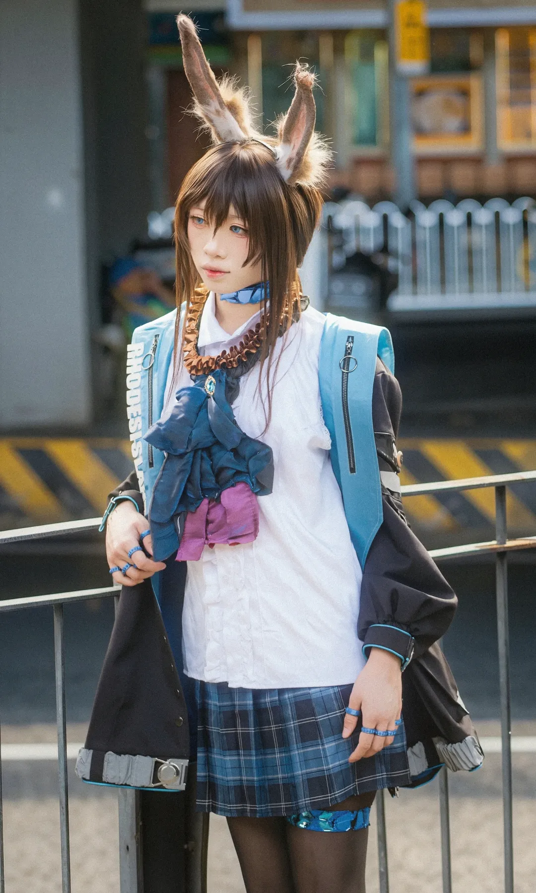 明日方舟, 阿米娅cos, 二次元Cosplay, 黑丝穿搭, 兔耳兽娘 - 第1张
