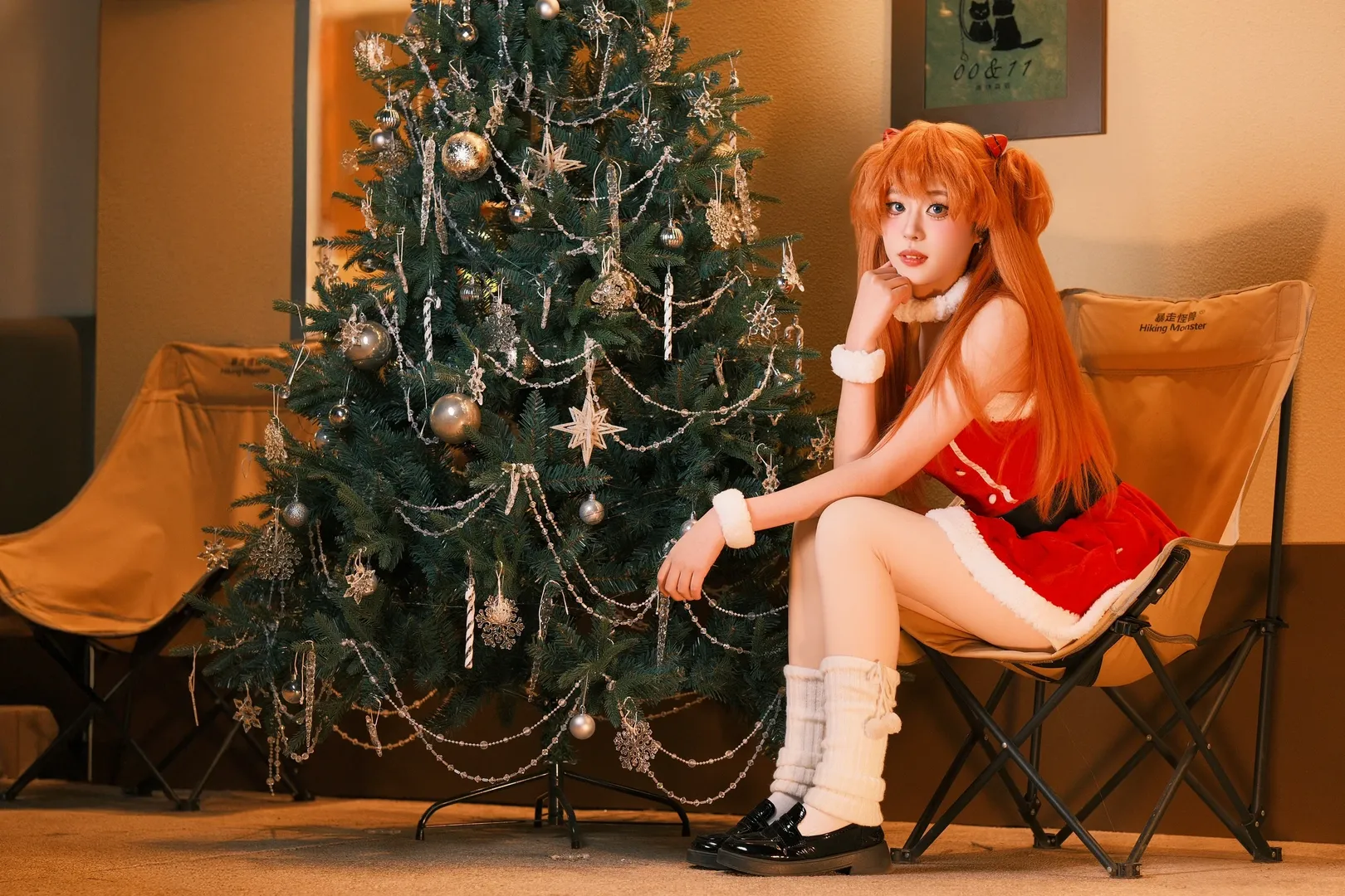 アスカコスプレ, 新世紀エヴァンゲリオン, コスプレ撮影, 白ニーソコーデ, クリスマス コスプレ - 4枚目