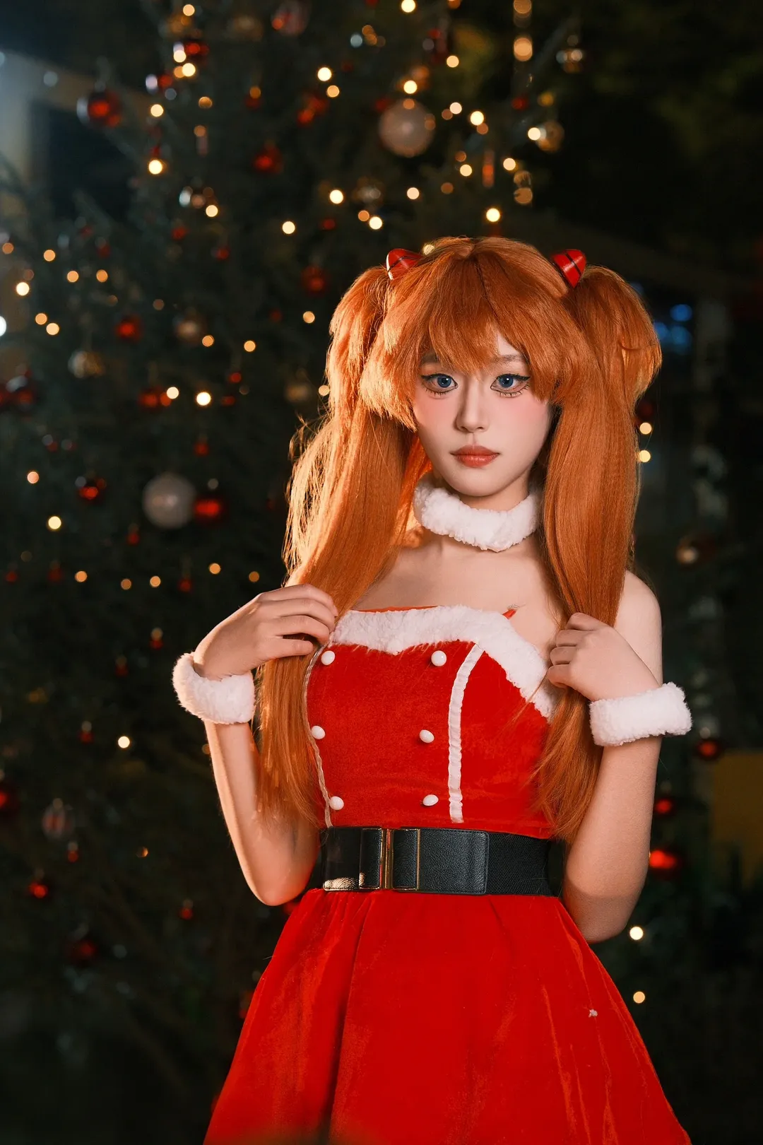 cosplay, 明日香cos, 新世纪福音战士, 双马尾, 圣诞装 - 第1张