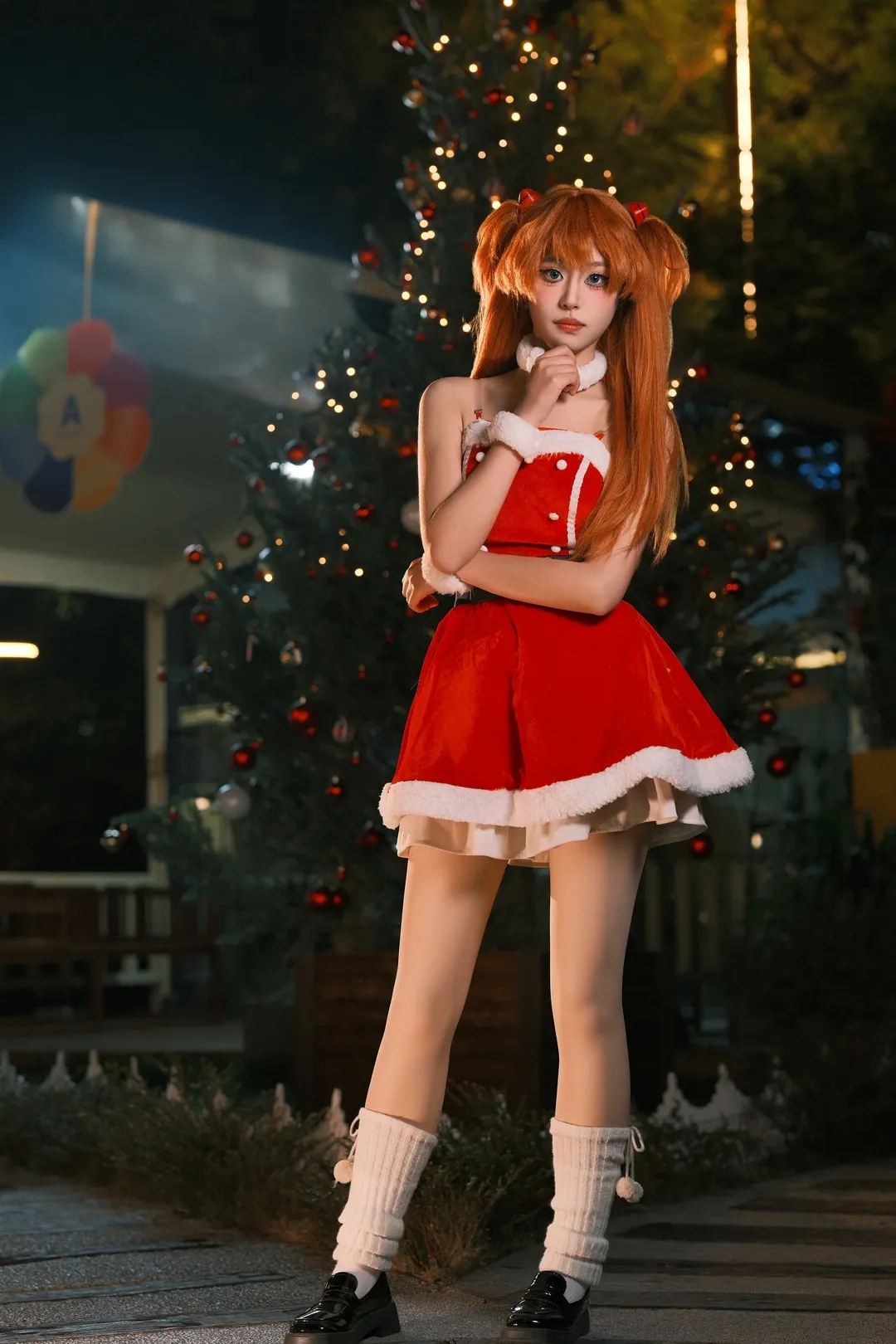 cosplay, 明日香cos, 新世纪福音战士, 双马尾, 圣诞装