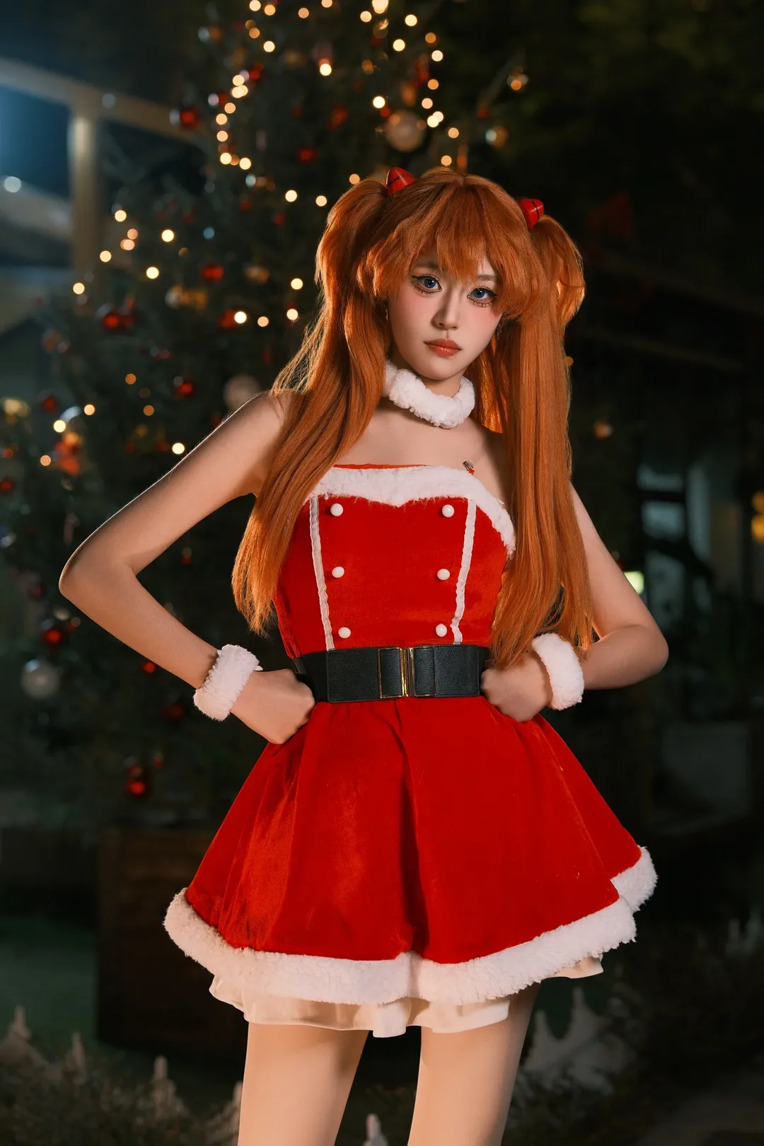 cosplay, 明日香cos, 新世纪福音战士, 双马尾, 圣诞装 - 第3张