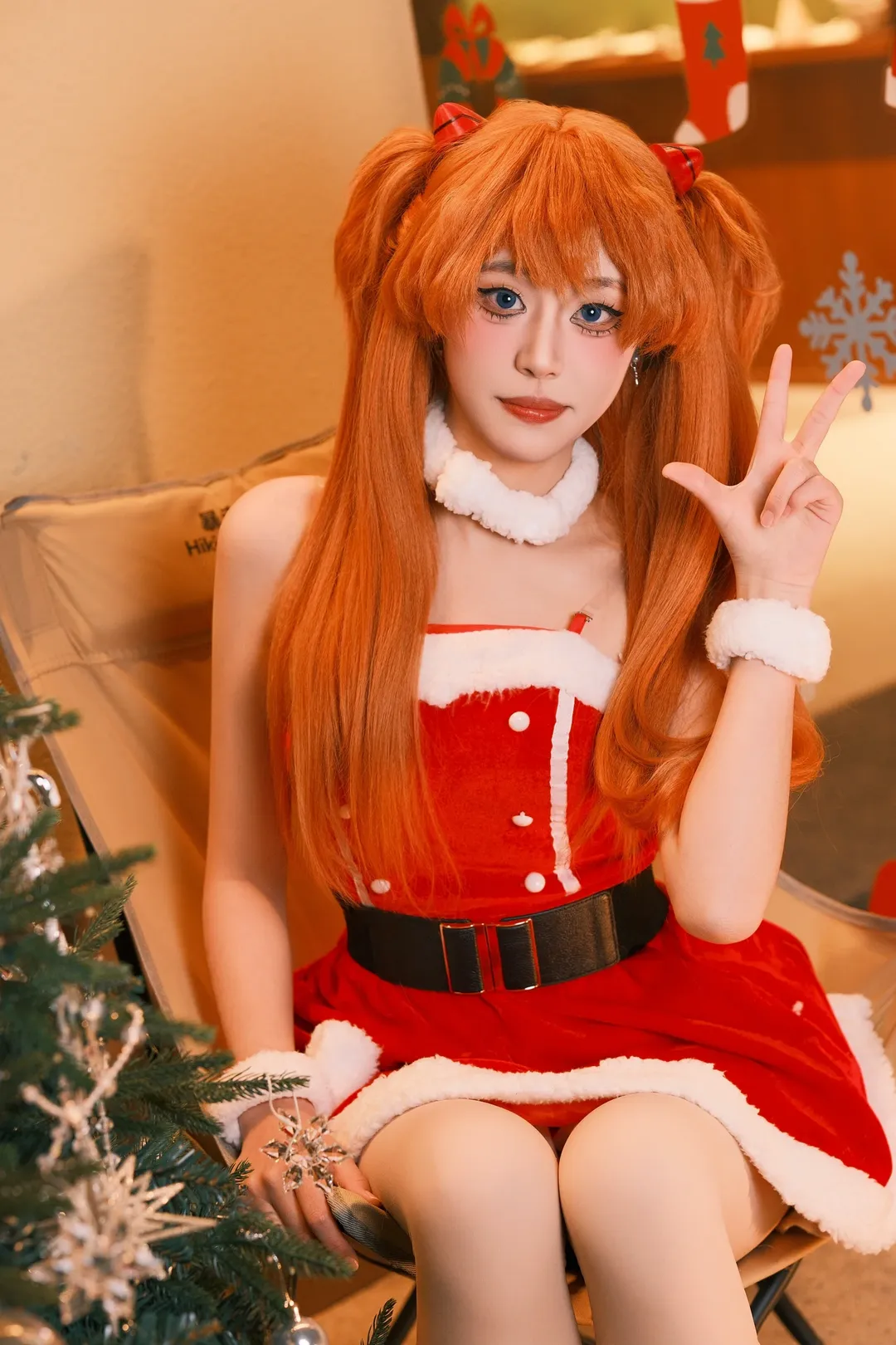 cosplay, 明日香cos, 新世纪福音战士, 双马尾, 圣诞装 - 第4张