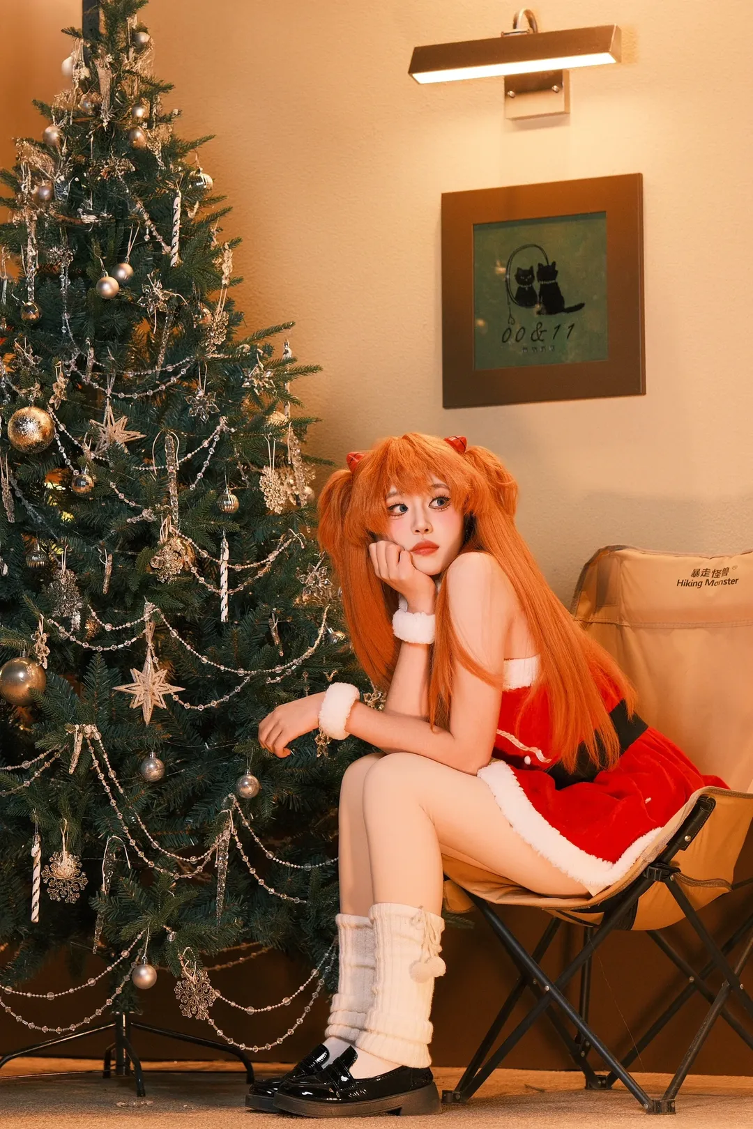 cosplay, 明日香cos, 新世纪福音战士, 双马尾, 圣诞装 - 第5张