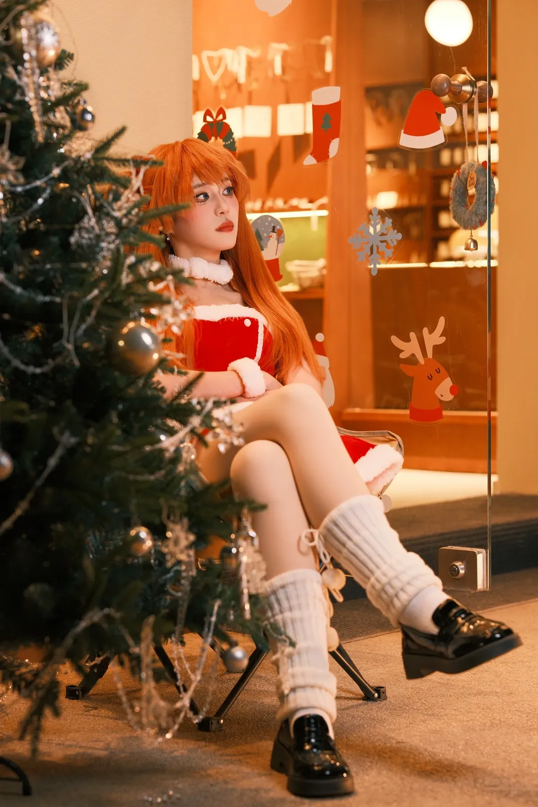 cosplay, 明日香cos, 新世纪福音战士, 双马尾, 圣诞装 - 第6张