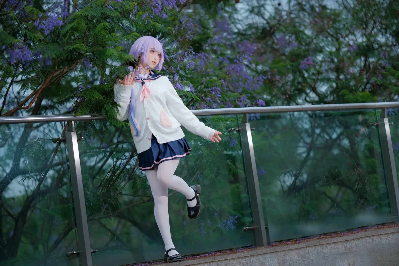 碧藍航線, JK制服, 獨角獸cos, 白絲穿搭, 藍花楹