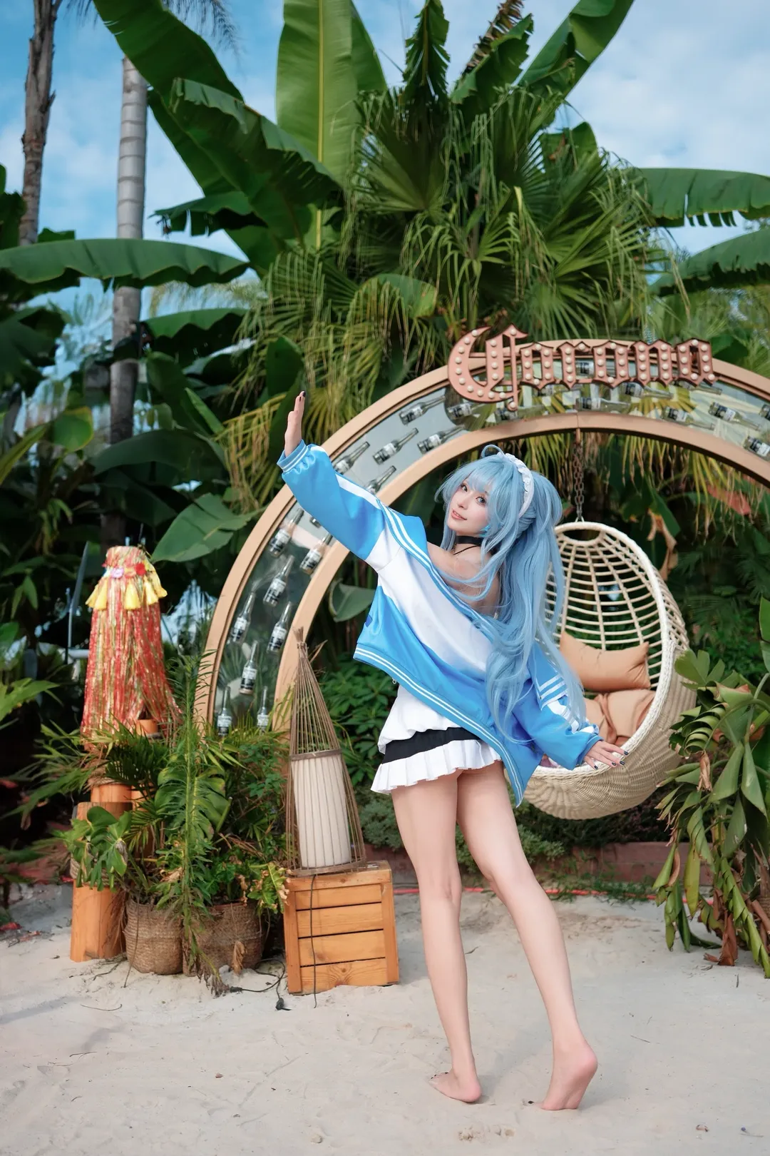 cosplay, 胜利女神妮姬, 泳池拍照, 蓝发双马尾, 夏日清凉穿搭 - 第3张