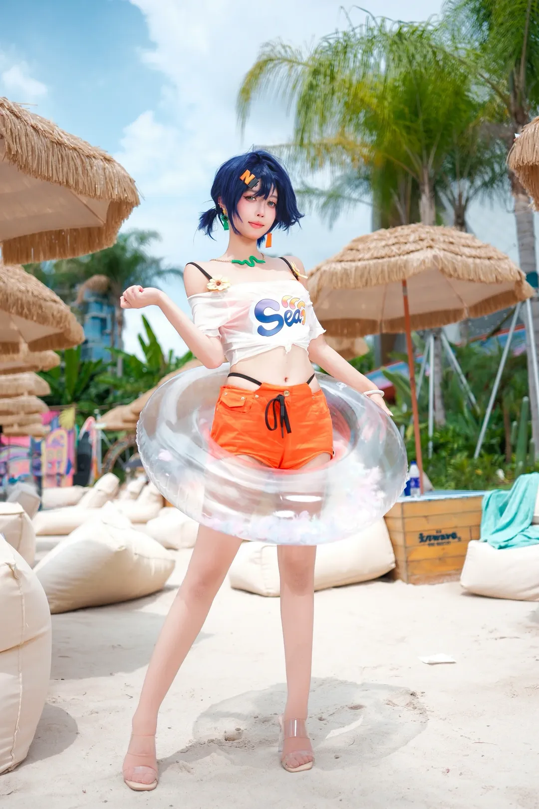 绝区零, 户外写真, 夏日泳装, 泳池拍照, 玲cos - 第1张