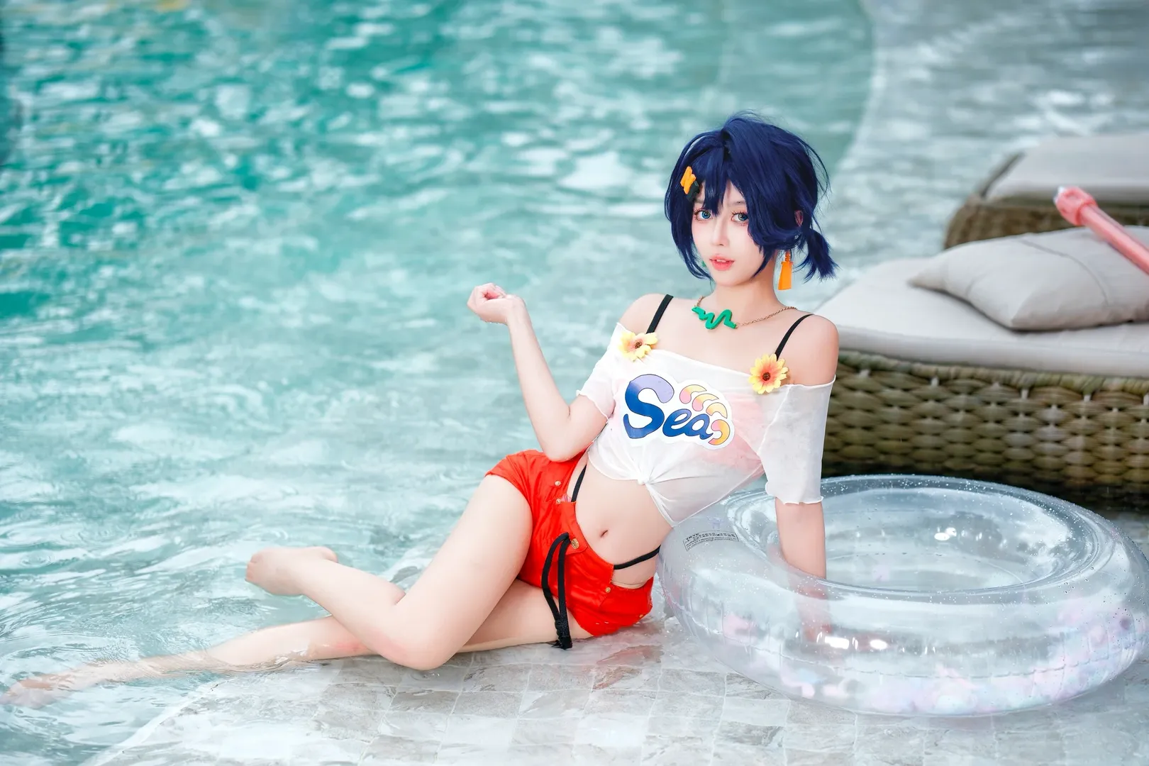绝区零, 户外写真, 夏日泳装, 泳池拍照, 玲cos - 第2张