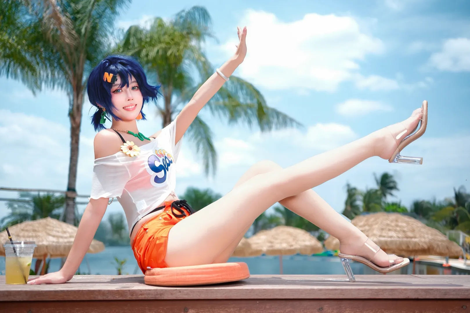 绝区零, 户外写真, 夏日泳装, 泳池拍照, 玲cos