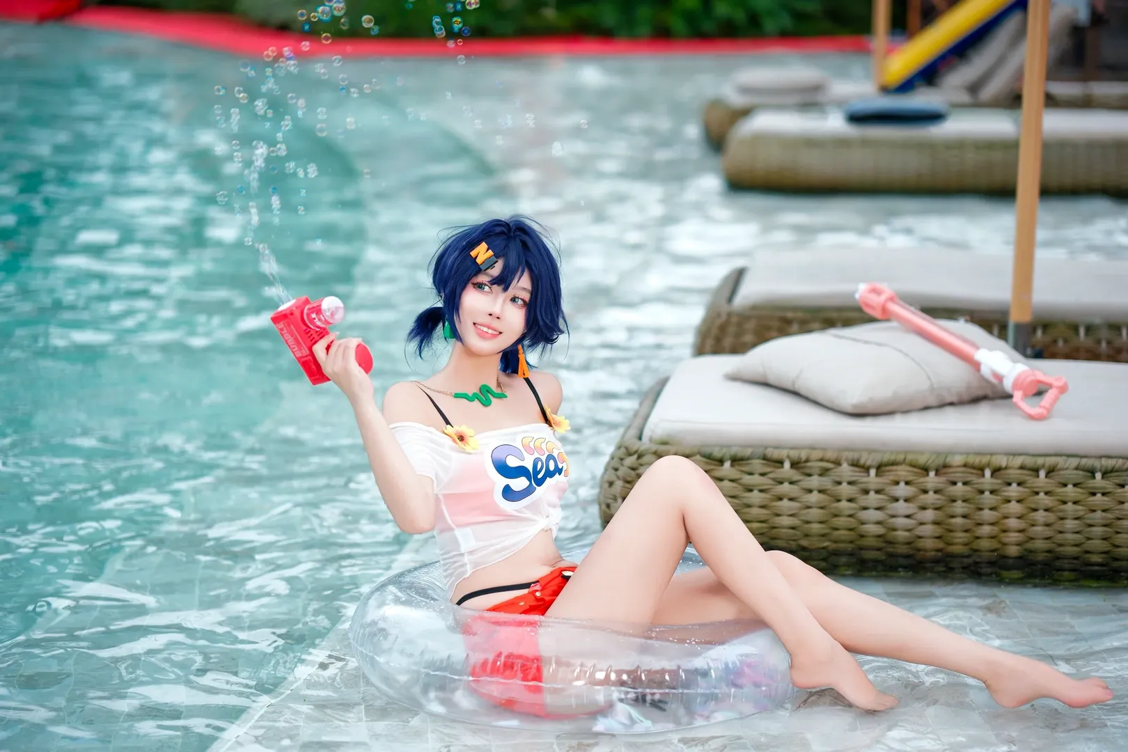 cosplay, 泳装, 夏日写真, 绝区零cos, 泳池拍照 - 第2张
