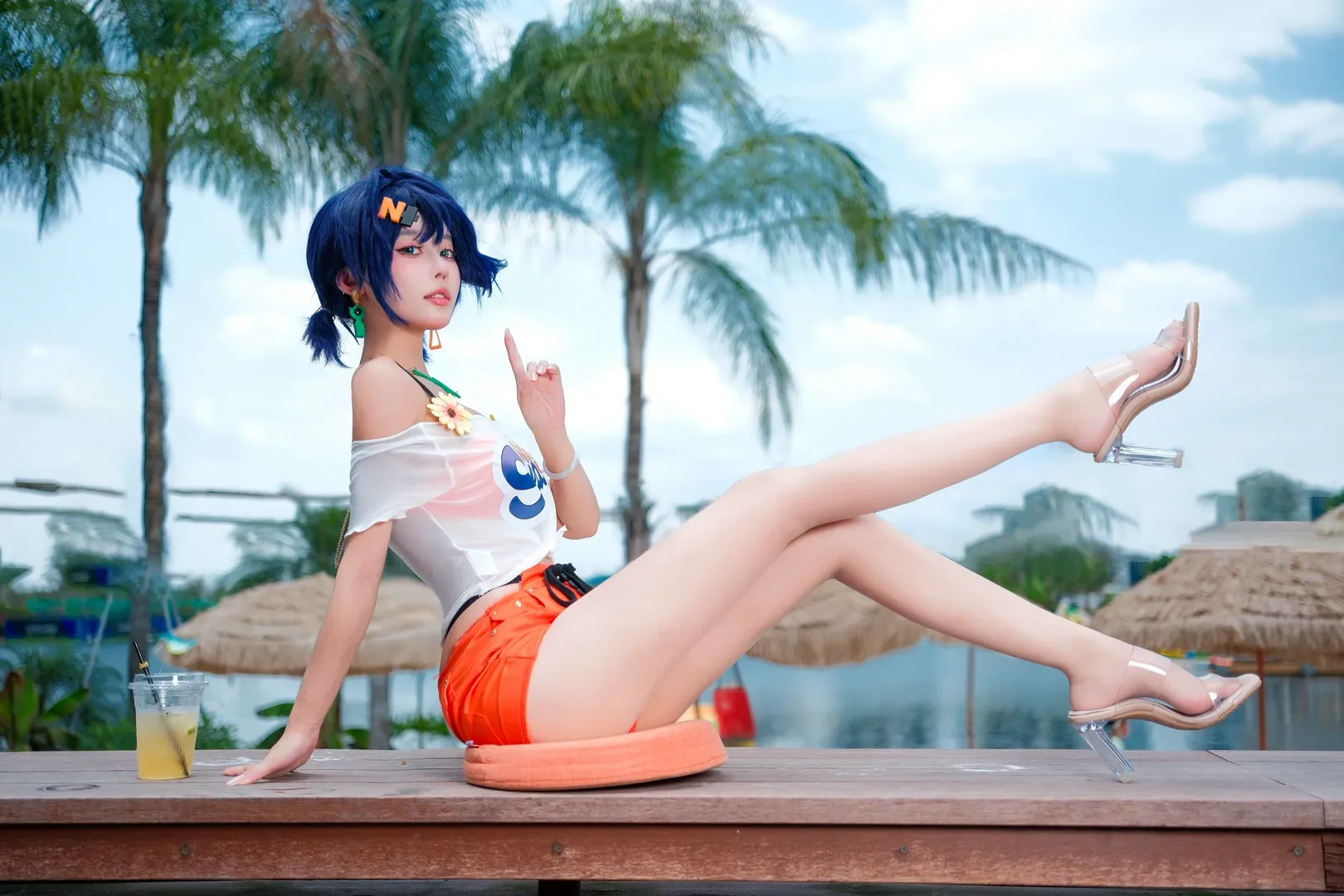 cosplay, 泳装, 夏日写真, 绝区零cos, 泳池拍照