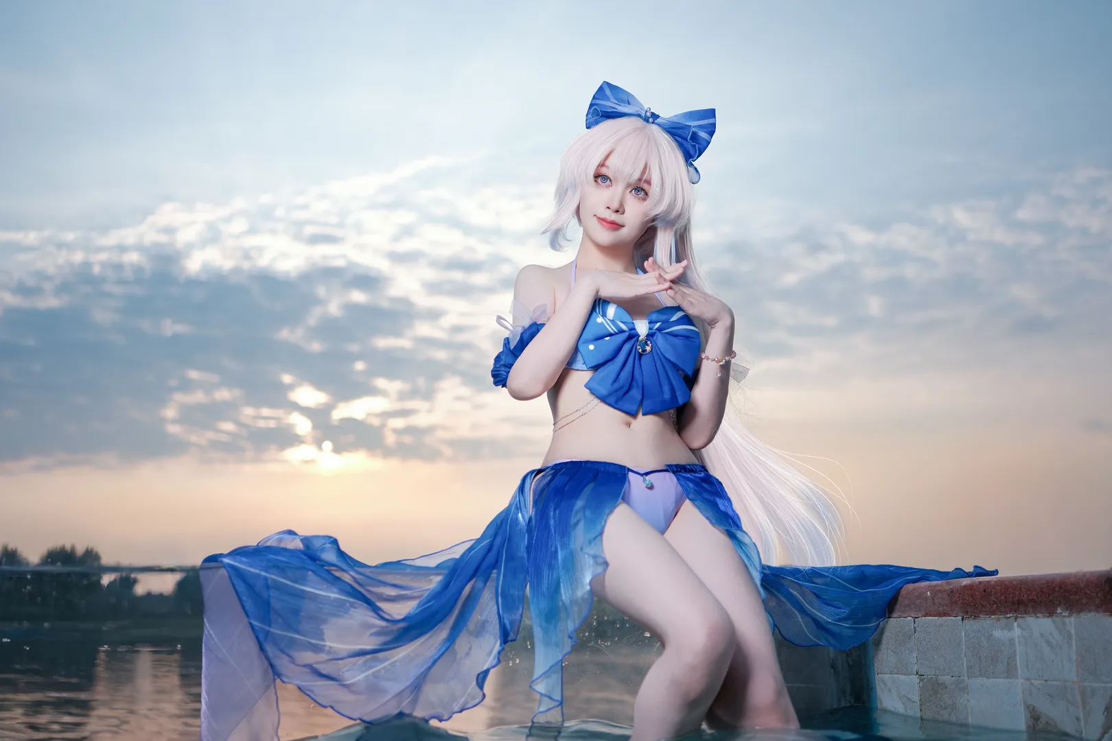 原神, cosplay, 泳装, 珊瑚宫心海cos, 水边摄影 - 第2张